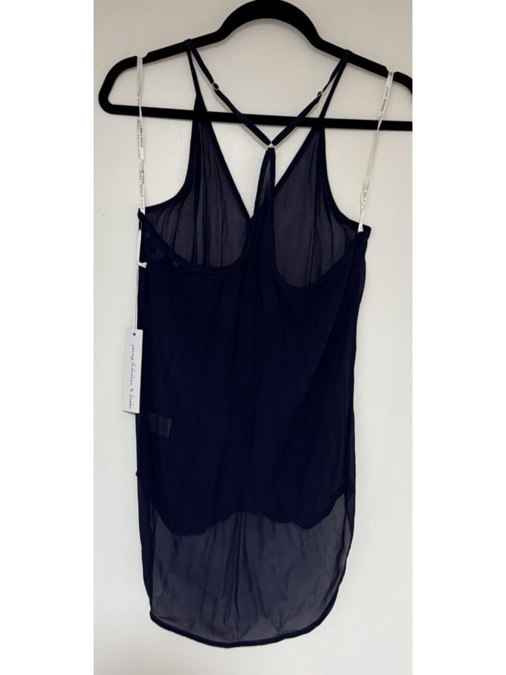 Young Fabulous And Broke Women’s Sheer Sleeveless Navy Blue Blouse Sz M NWT - Picture 3 of 6
